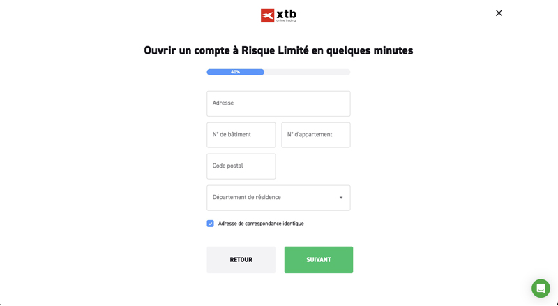 Ajoutez vos informations personnelles XTB