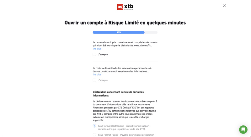 informations sur votre formation XTB