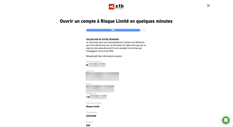acceptez les documents mentionnés XTB