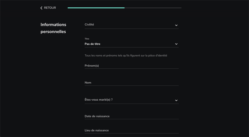 Renseignez vos informations personnelles Scalable Capital