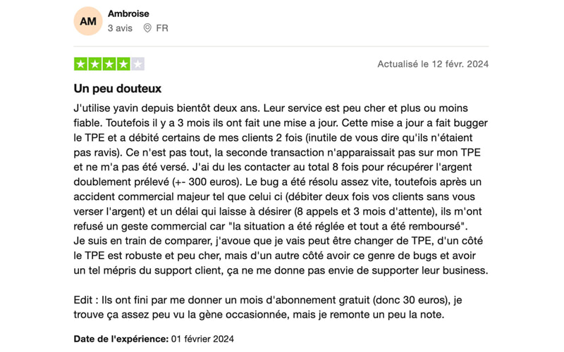 Notre avis sur les terminaux de paiement de Yavin
