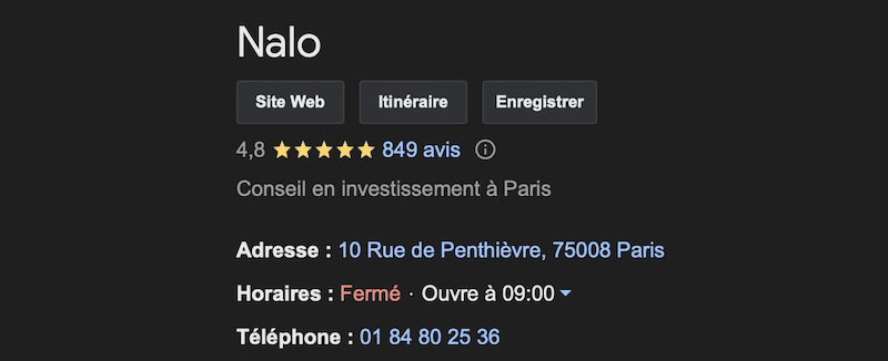 Point positif sur Google Nalo