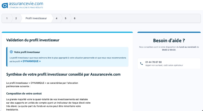 Validation profil investisseur Lucya Cardif