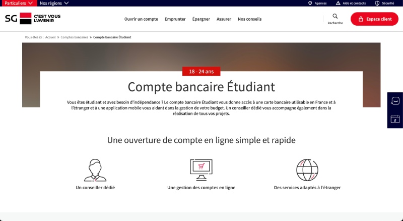 Société Générale Meilleure banque pour les étudiants