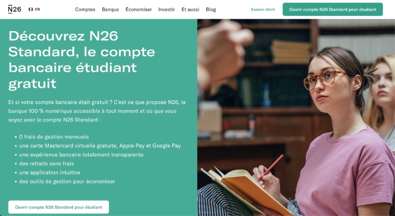 N26 Meilleure banque pour les étudiants