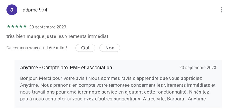 L’avis des clients sur l’application mobile Anytime