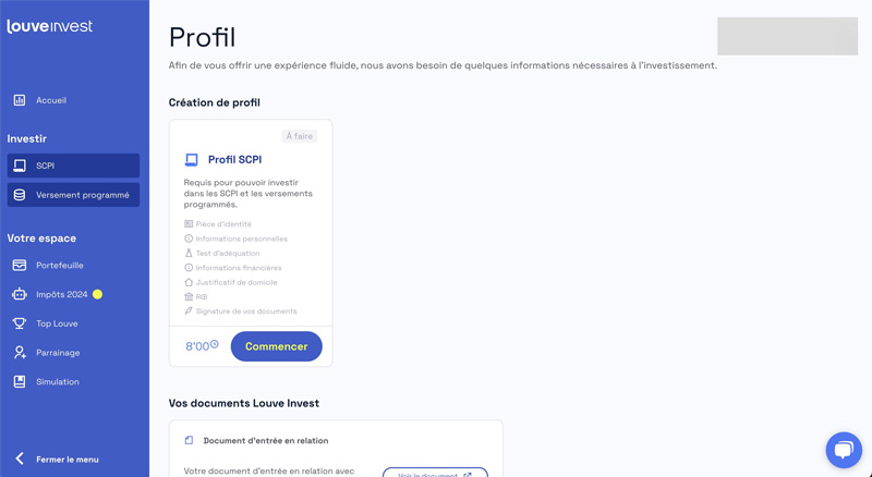 Création profil Louve Invest