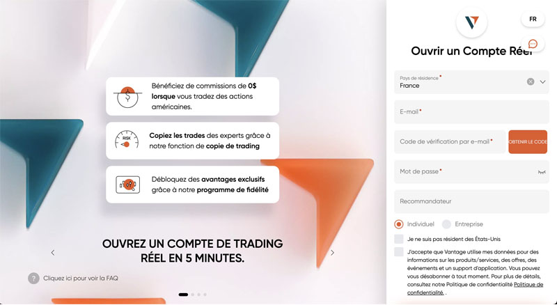 Ouvrir un compte Vantage FX