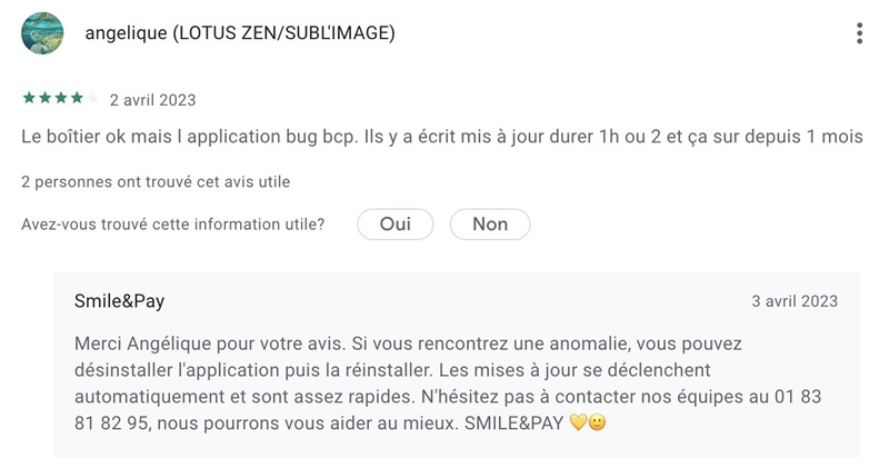 application mobile Smile&Pay avis