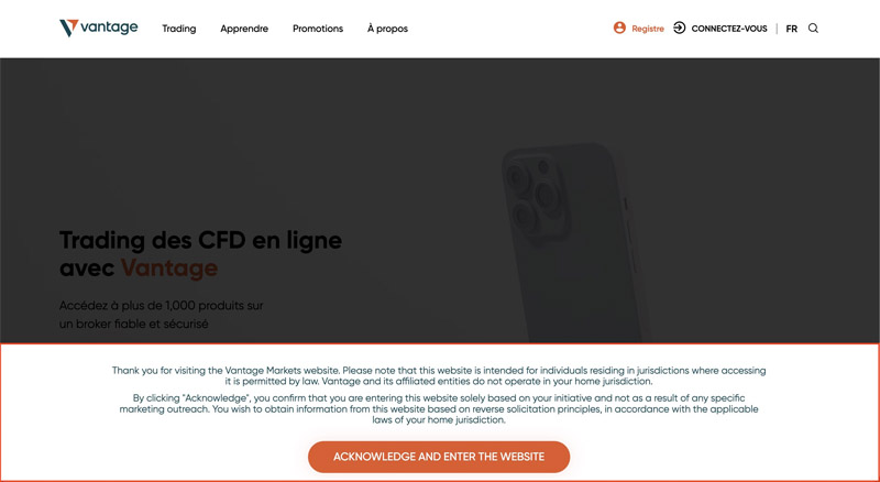 s’inscrire sur Vantage FX