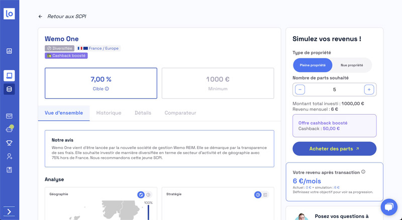 SCPI Wemo One Louve Invest