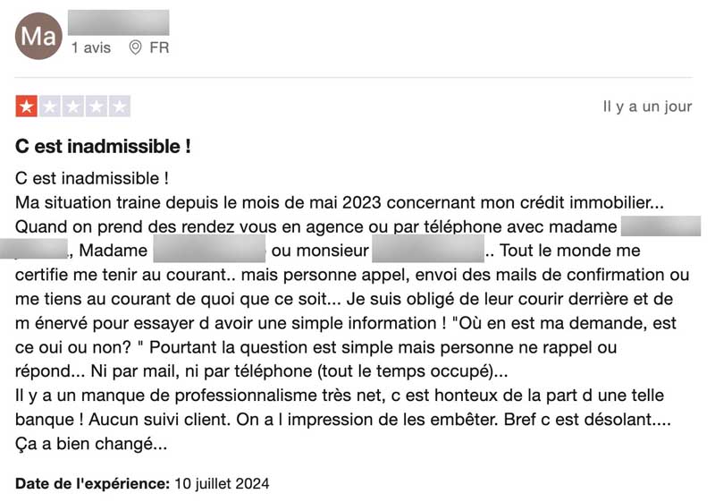 avis négatifs Crédit Agricole