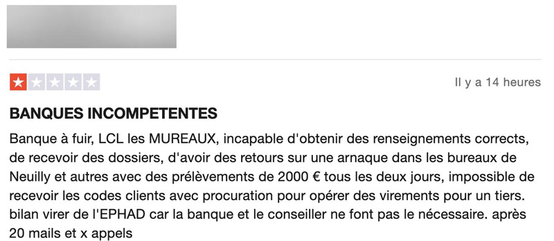 LCL avis négatifs