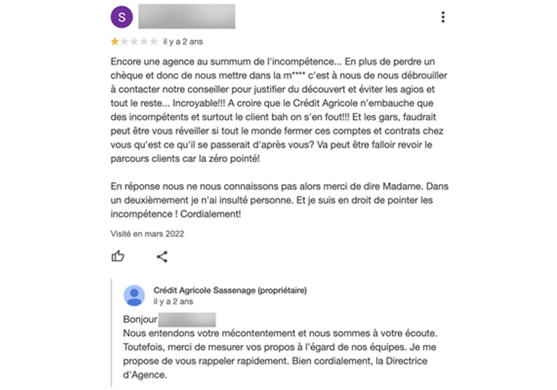 Crédit Agricole avis négatifs