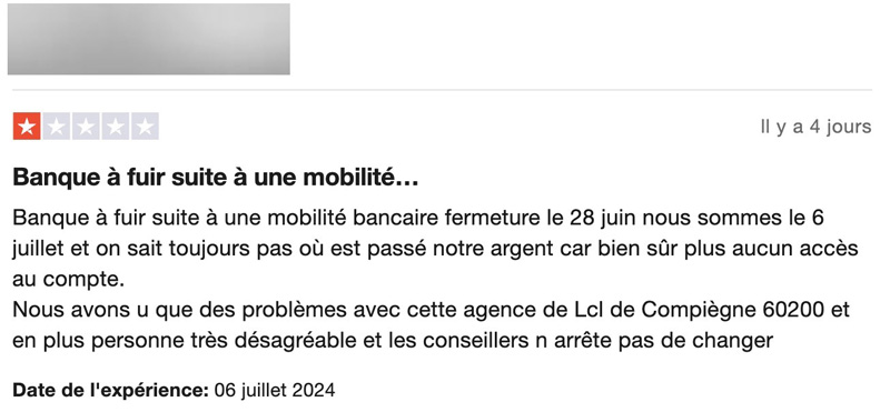 LCL service client avis négatifs