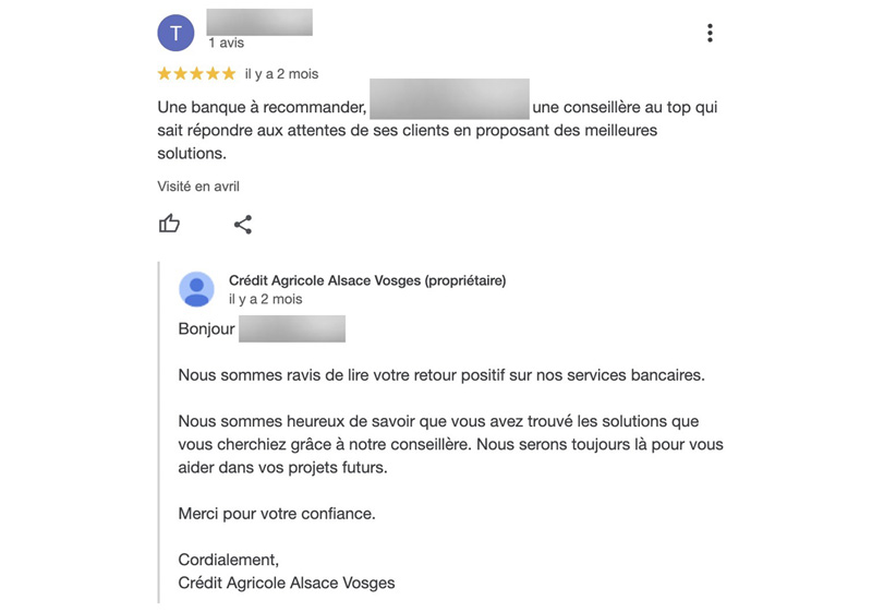service client positif avis Crédit Agricole
