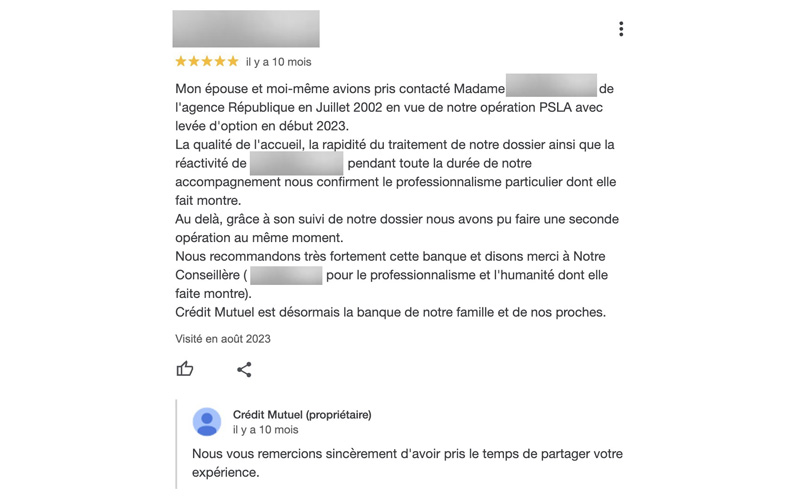 Crédit Mutuel service client avis positifs