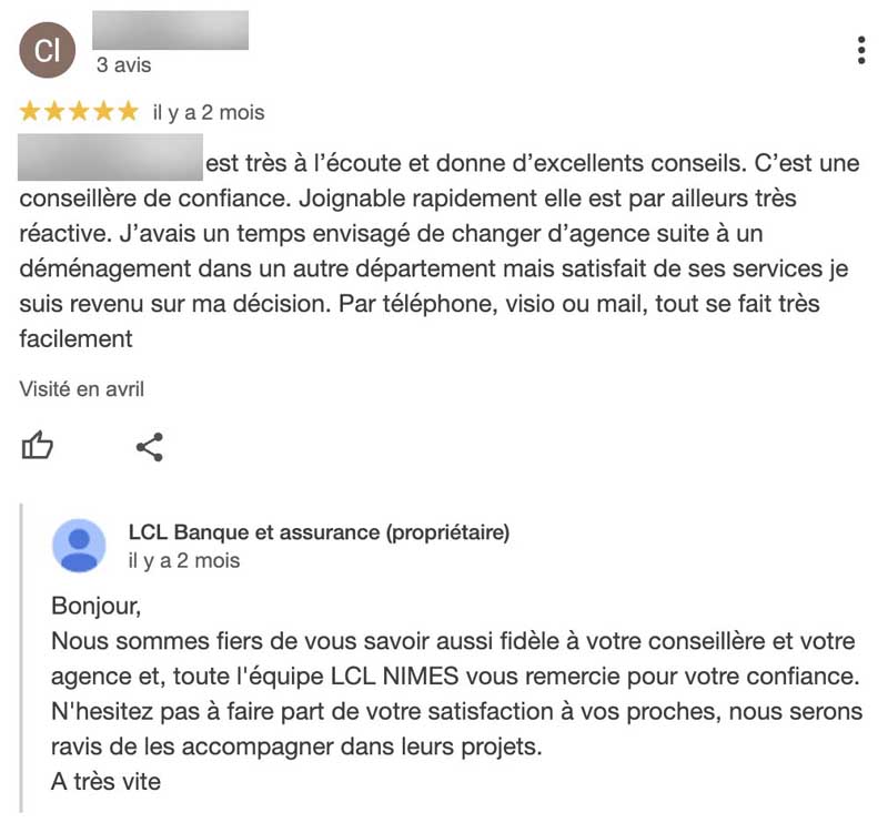 LCL service client avis positifs