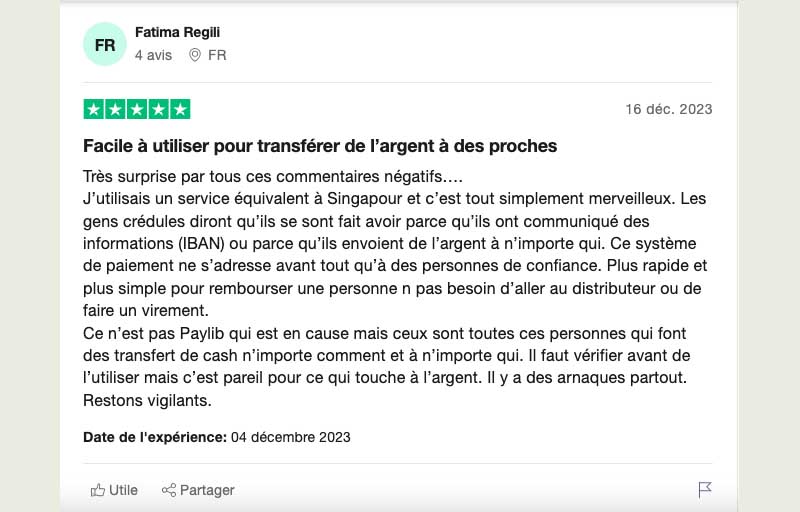 exemple avis positif Paylib