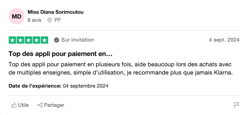 les avis positifs sur klarna