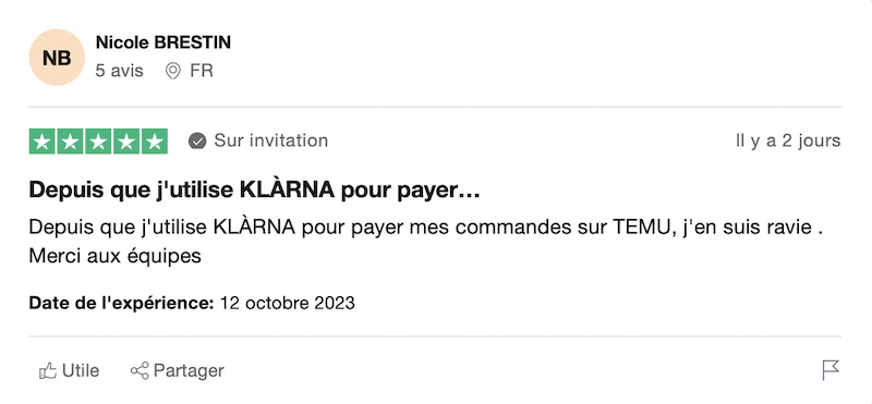 cliente satisfaite klarna