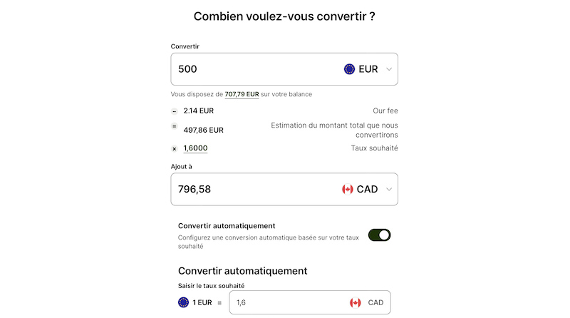 conversions automatiques wise