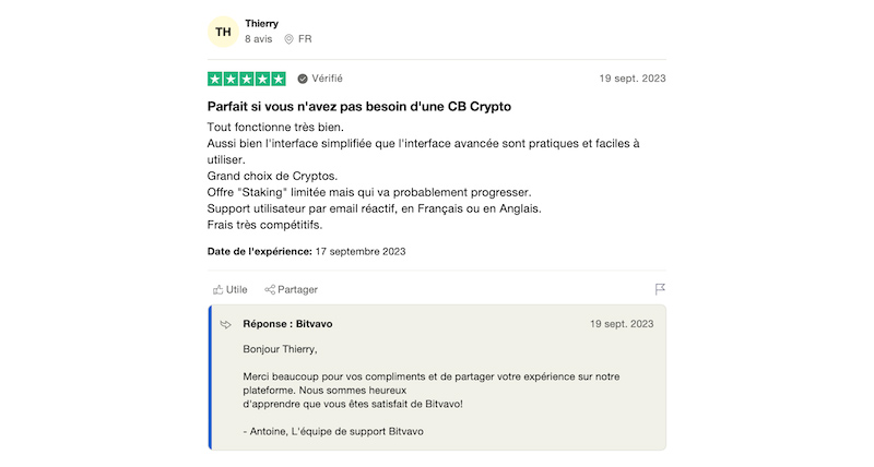 exemple d'avis positif Bitvavo