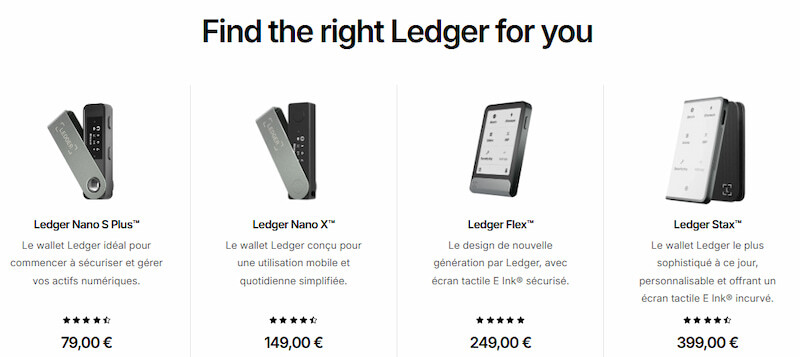 Gamme de wallet Ledger