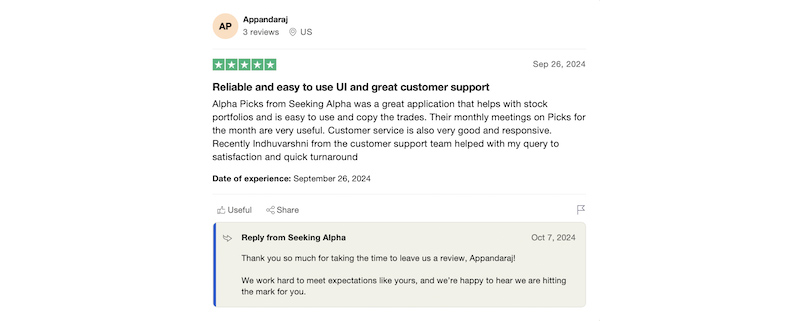 Les avis positifs sur Seeking Alpha