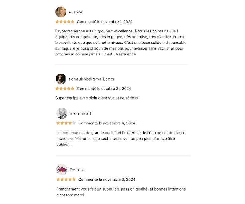 les avis positifs sur CryptoRecherche