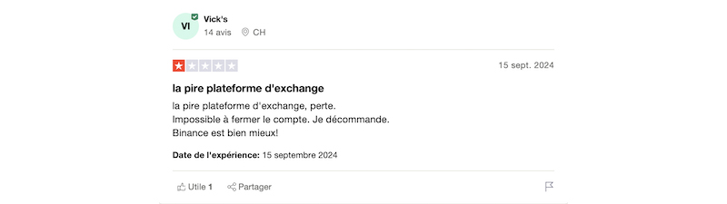exemple de client insatisfait mexc
