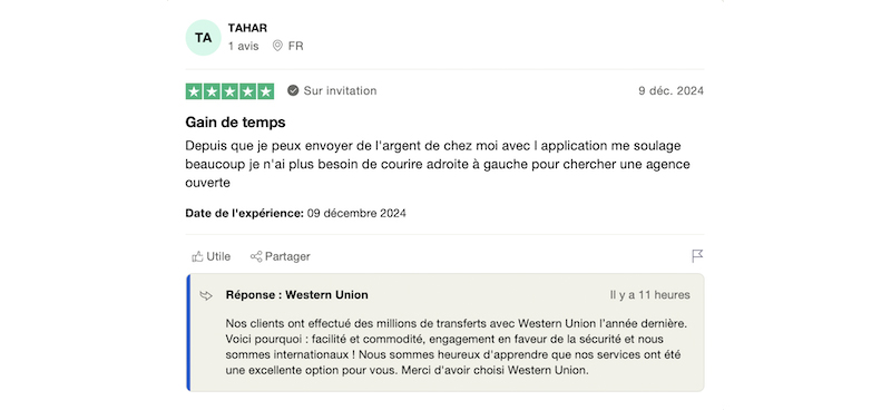 autre avis positif sur Western Union
