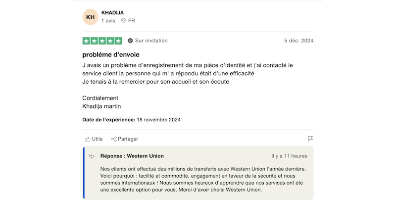 Les avis positifs sur Western Union