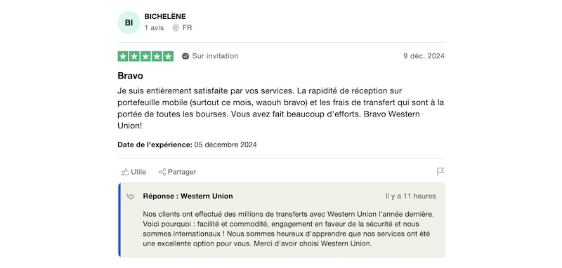 client satisfait Western Union