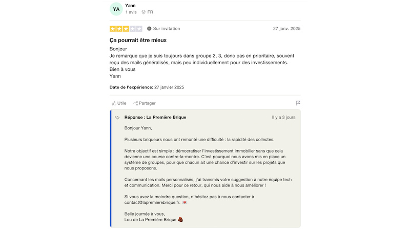 exemple d’investisseurs mécontents La Première Brique