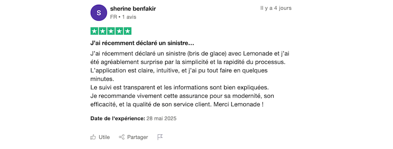 cliente satisfaite Lemonade